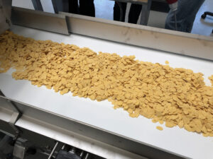 Weigh belt feeder testing cornflakes 